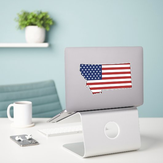 Amerikaanse vlag Montana Sticker (Laptop op bureau)