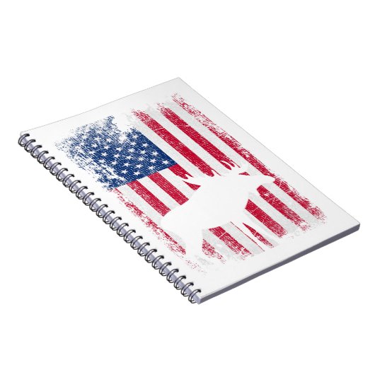 Amerikaanse vlag Moose Animals  op 4 juli Fa Notitieboek (Rechterzijde)