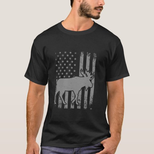 Amerikaanse vlag Moose Cool Design voor Mannen Vro T-shirt (Voorkant)