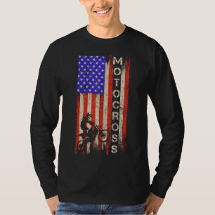  Amerikaanse vlag: Motocross Dirt Bike Silh T-shirt