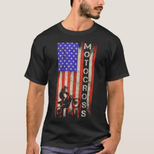  Amerikaanse vlag: Motocross Dirt Bike Silh T-shirt