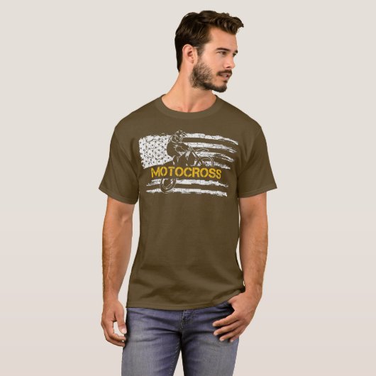  Amerikaanse vlag: Motocross Dirt Bike T-shirt (Voorkant volledig)