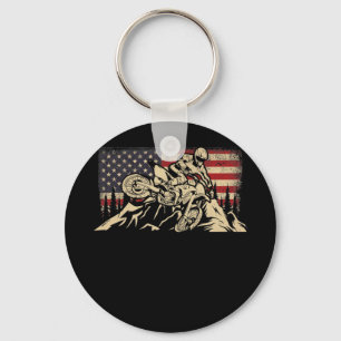 Amerikaanse vlag Motocross Motocross Dirt Bike Sleutelhanger