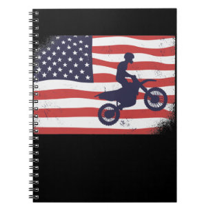 Amerikaanse vlag Motocross Notitieboek