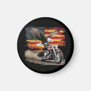Amerikaanse Vlag Motor Tshirt USA Vlag Biker Retro Magneet