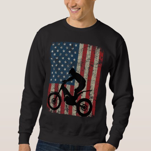 Amerikaanse vlag motorcross motorfiets 4e van Trui (Voorkant)