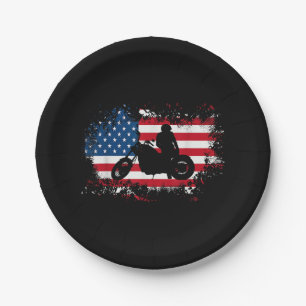 Amerikaanse vlag motorfiets grappige sport liefheb papieren bordje