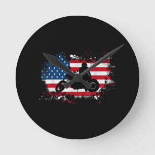 Amerikaanse vlag motorfiets grappige sport liefheb ronde klok