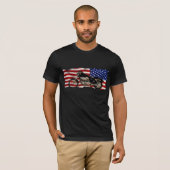 Amerikaanse vlag, Motorfiets, Motorfiets, Zwijnen, T-shirt (Voorkant volledig)