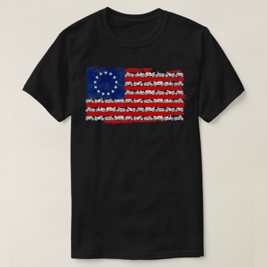  Amerikaanse vlag motorfiets T-shirt (Design voorkant)
