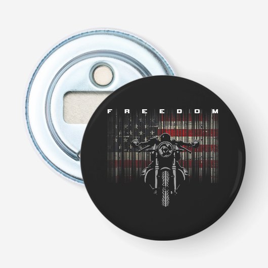 Amerikaanse Vlag Motorfiets Vrijheid Button Flesopener (Voorkant)