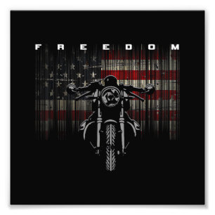 Amerikaanse Vlag Motorfiets Vrijheid Foto Afdruk