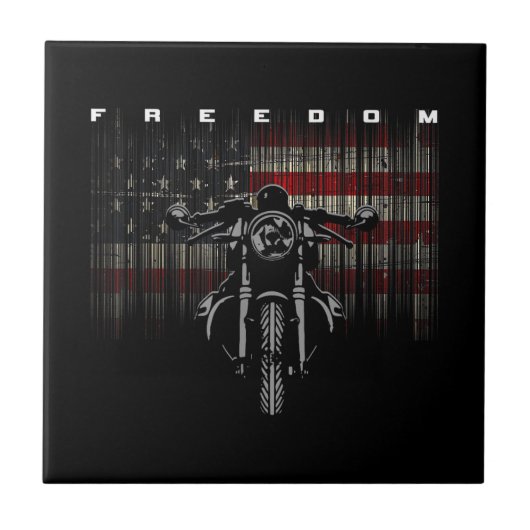 Amerikaanse Vlag Motorfiets Vrijheid Tegeltje (Voorkant)