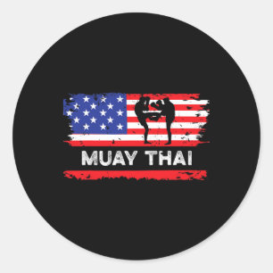 Amerikaanse Vlag Muay Thai Cadeau Thailand Vechtku Ronde Sticker