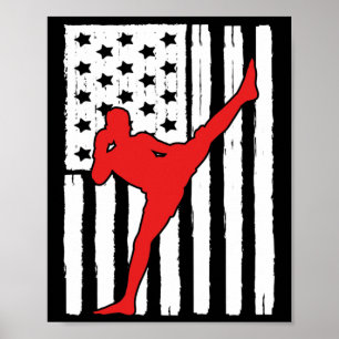 Amerikaanse Vlag Muay Thai Thema Grafisch Ontwerp  Poster