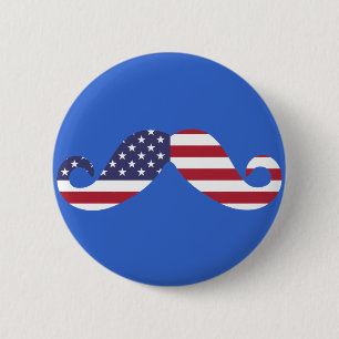Amerikaanse vlag Mustache Ronde Button 5,7 Cm