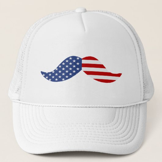 Amerikaanse vlag Mustache Trucker Hat Trucker Pet (Voorkant)