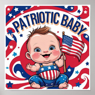 Amerikaanse vlag muurkunst voor babykamer poster