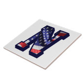 Amerikaanse vlag "N" Grote fotokeramische Tegel Tegeltje (Zijkant)