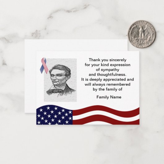 Amerikaanse vlag na begrafenis bedankt kaarten notitiekaartje (Voorkant / Achterkant in situ)