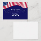 Amerikaanse vlag na begrafenis bedankt notitiekaartje (Voorkant / Achterkant)