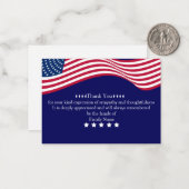 Amerikaanse vlag na begrafenis bedankt notitiekaartje (Voorkant / Achterkant in situ)