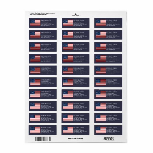 Amerikaanse vlag, naam & etiket (Full Sheet)