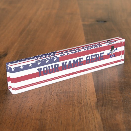 Amerikaanse vlag naambordje (Zijkant)