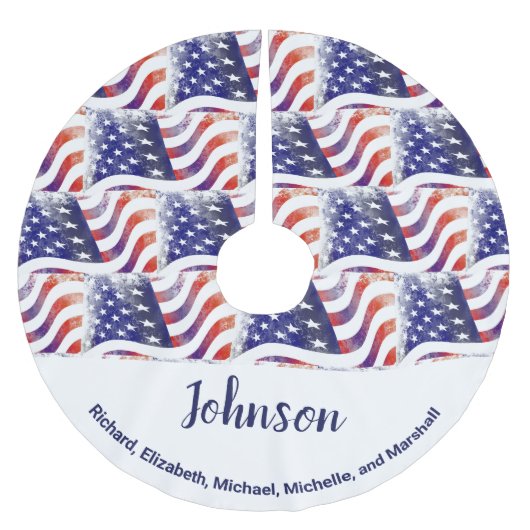 Amerikaanse vlag Names Patriotic Kerstmis Kerstboom Rok (Voorkant)