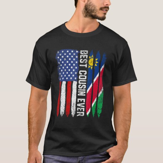 Amerikaanse vlag Namibië vlag de beste neef ooit f T-shirt (Voorkant)