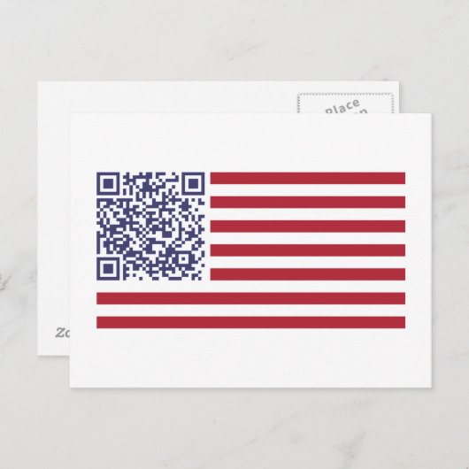 Amerikaanse vlag National Anthem QR Code Briefkaart (Voorkant / Achterkant)