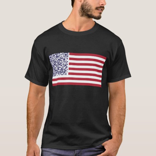 Amerikaanse vlag National Anthem QR Code T-shirt (Voorkant)