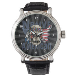 Amerikaanse vlag (Native American Indian Warrior S Horloge