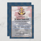 Amerikaanse vlag | Nautical Gold Anker Military Re Kaart (Voorkant / Achterkant)