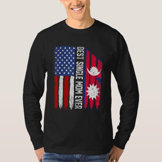 Amerikaanse vlag Nepal vlag Beste enkele mam ooit T-shirt (Voorkant)