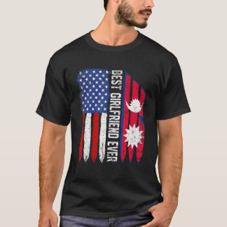 Amerikaanse vlag Nepal vlag beste Vriendin ooit Pa T-shirt