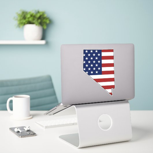 Amerikaanse vlag Nevada Sticker (Laptop op bureau)