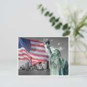 Amerikaanse vlag New York york skyline Briefkaart (Staand voorkant)