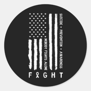 Amerikaanse vlag Niemand vecht alleen Zelfmoord Pr Ronde Sticker