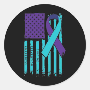 Amerikaanse vlag Niemand vecht alleen Zelfmoord Pr Ronde Sticker