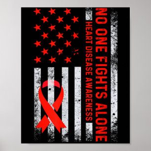 Amerikaanse Vlag Niet Alleen Vechtend Hartziekte Poster