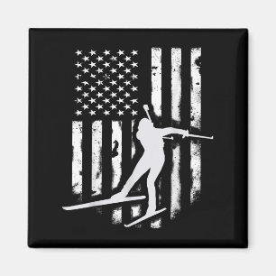 Amerikaanse Vlag Nordic Ski Cool Skier Cadeau Top  Magneet