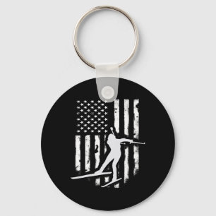 Amerikaanse Vlag Nordic Ski Cool Skier Gift Top T Sleutelhanger