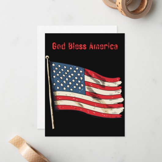 Amerikaanse vlag notitiekaarten aanpasbaar notitiekaartje (Voorkant / Achterkant in situ)