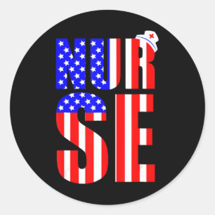 Amerikaanse vlag Nurse 4 juli RN LPN Nursing Mem Ronde Sticker