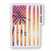 Amerikaanse vlag Oahu Hawaii Sticker (Voorkant)