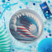 Amerikaanse vlag Ocean Wave Papieren Bordje (Feest)