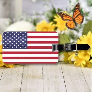 Amerikaanse vlag of aangepaste foto op maat bagagelabel