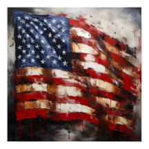 Amerikaanse vlag olieverfschilderij print