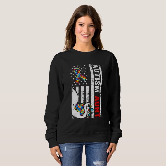 Amerikaanse vlag olifant autisme tante Puzz Trui (Voorkant volledig)